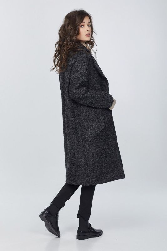 Long wool overcoat over-size coat black melange