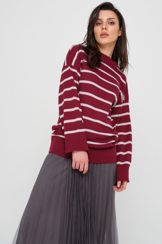 Free striped knitted sweater burgundy