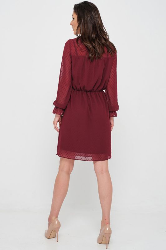 Long sleeve chiffon evening dress burgundy