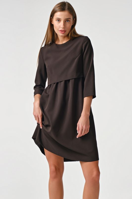 Black loose casual dress with gathers