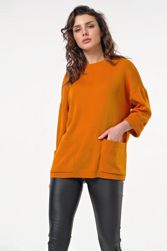 Knitted loose orange sweater