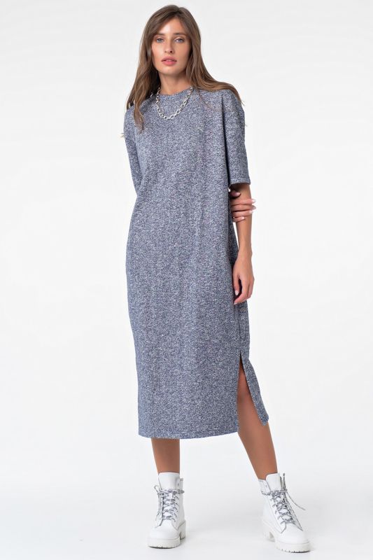 Blue melange futer midi dress