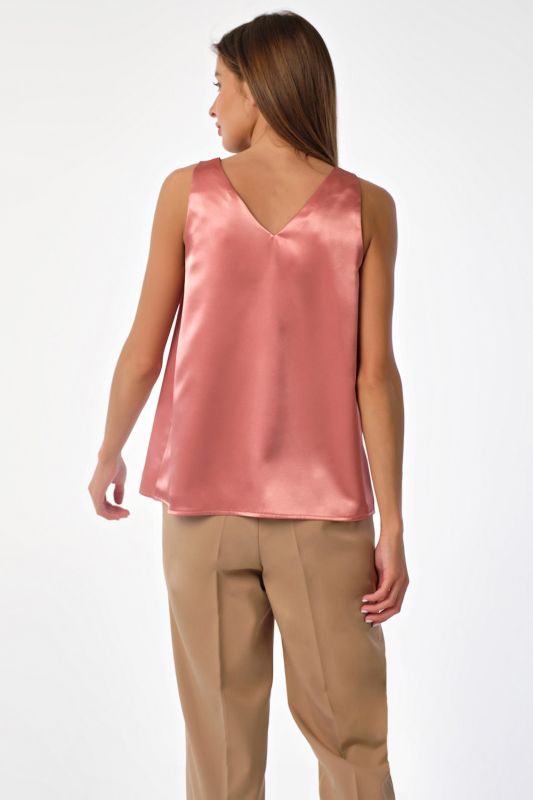 Basic satin top under jacket pink