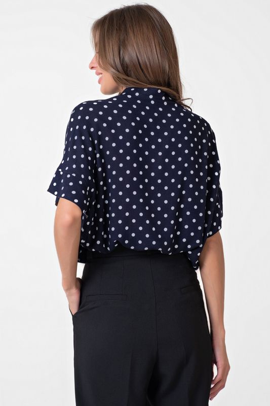 Short Sleeve Oversize Shirt with Polka Dots on Blue