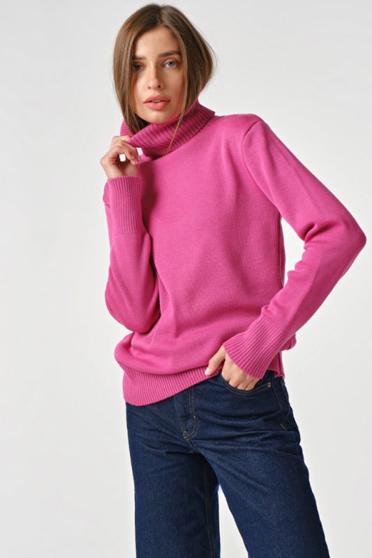 Long sleeve knitted turtleneck with wool fuchsia