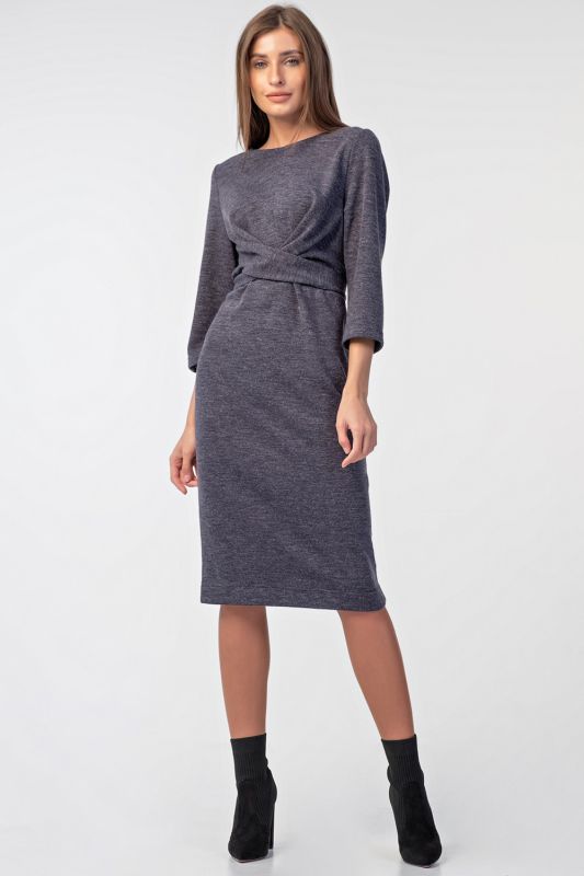 Blue melange fitted knitted dress