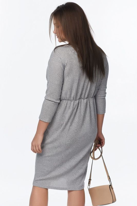 Close-fitting knitted dress with oversized flap gray