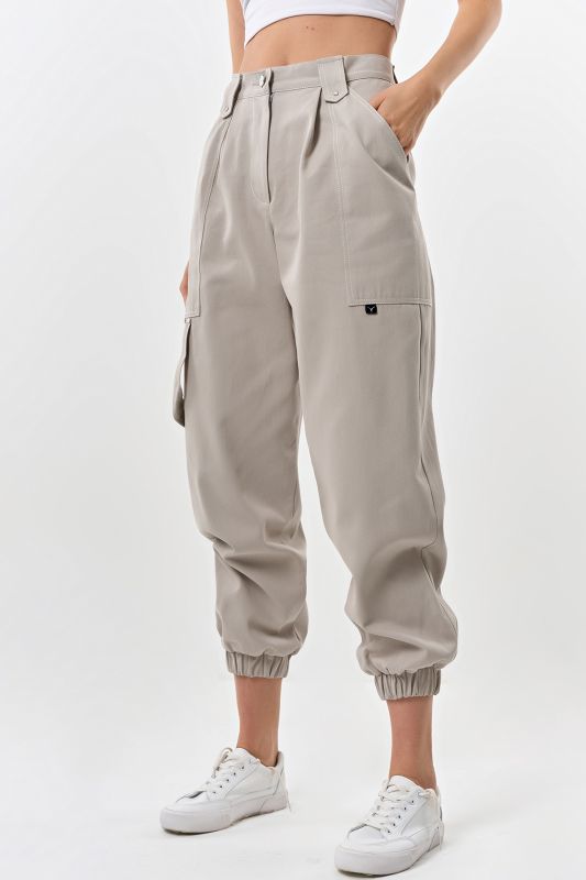 Light gray cotton cargo pants