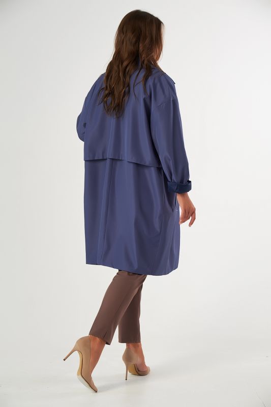 Long summer raincoat large size gray-blue