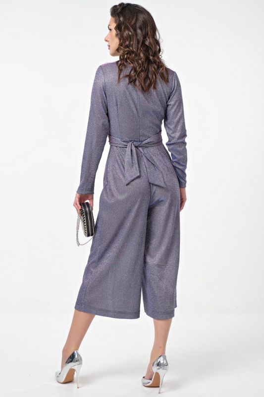 Fit-and-flare jumpsuit made of sprayed jersey in lilac