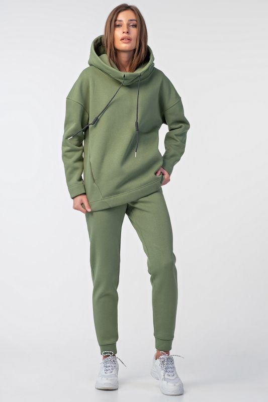 Warm sports suit made of fleece with fleece Olive