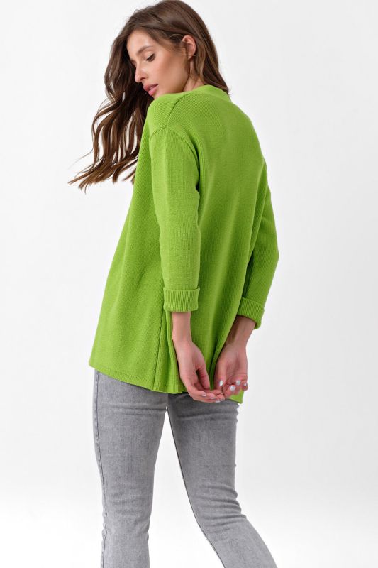 Summer loose cotton knitted cardigan in lettuce color