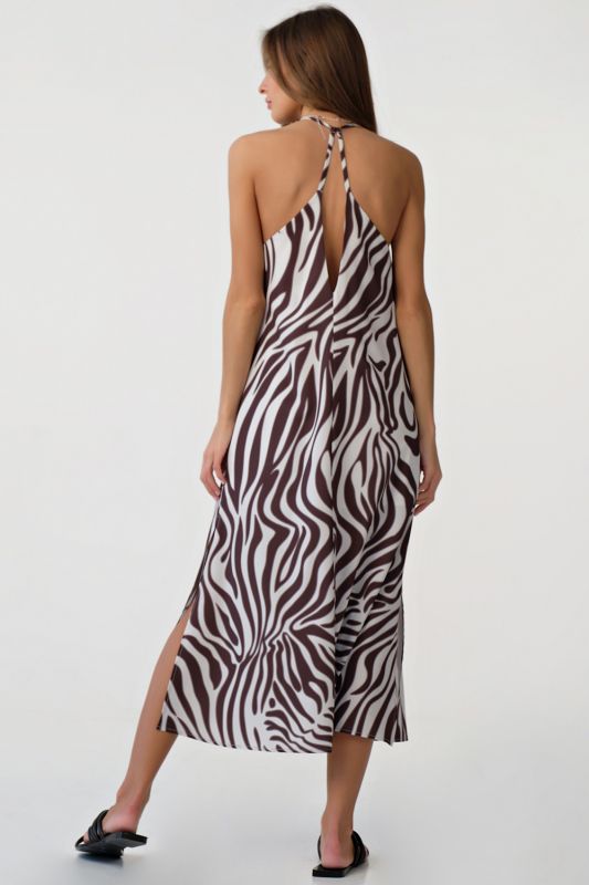 Strappy open-back sundress in animal milk chocolate