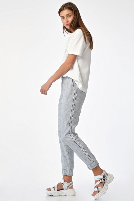 Joggers with checkered stripes gray