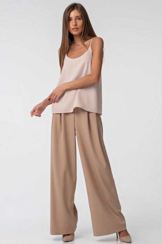 Palazzo pants with high waist beige