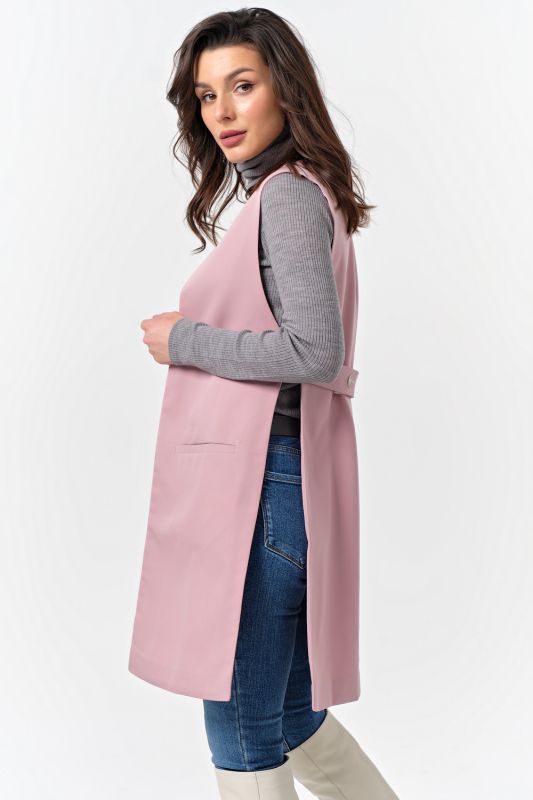 Classic long vest made of suit fabric dusty pink