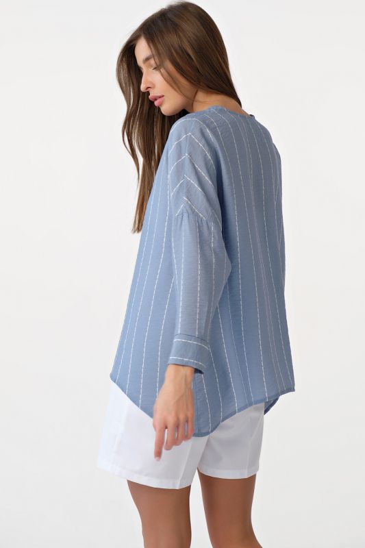 Free buttoned blouse with striped stripes on blue