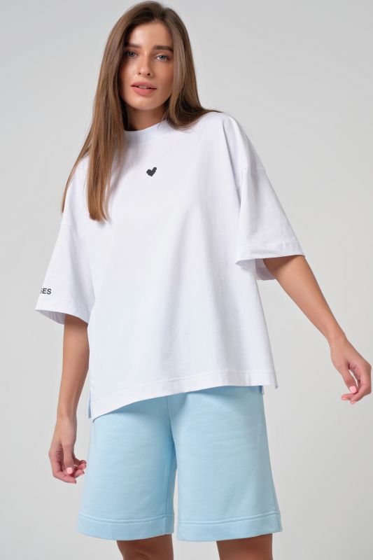 Oversize T-shirt with inscription in cotton white