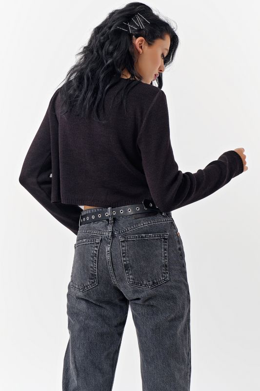 Black cotton cropped sweater