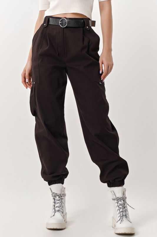 Black cotton cargo pants