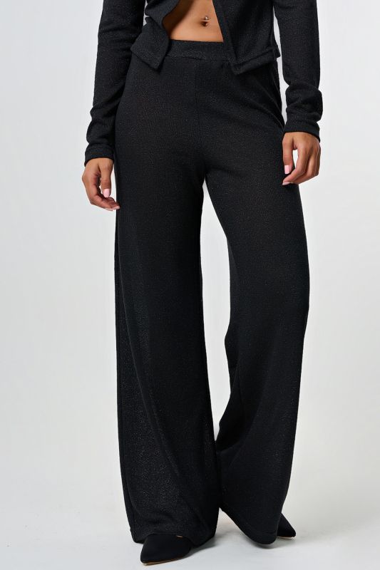 Wide pants made of openwork knit with lurex black