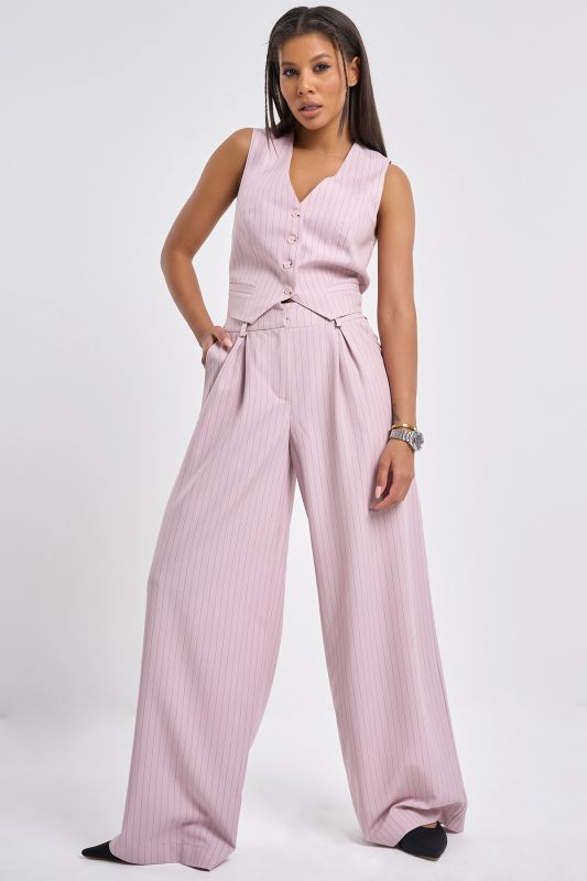 Straight pants made of suit fabric dusty pink with stripes