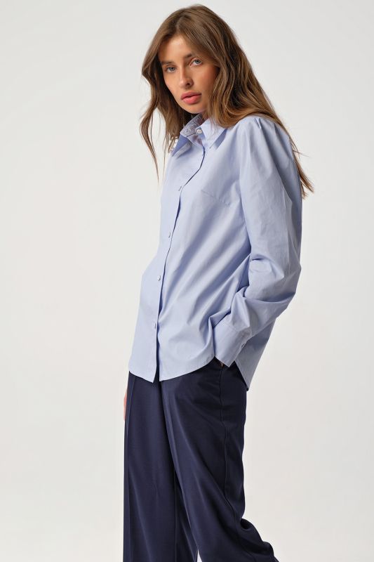 Classic long sleeve straight shirt in blue