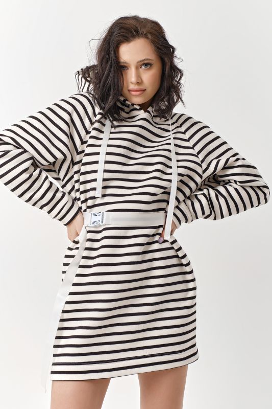 Striped futer fleece dress