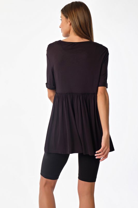 Black viscose long summer T-shirt