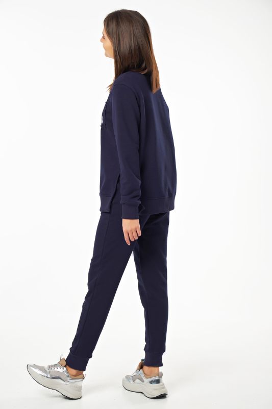 Free knitted suit with cotton pants dark blue