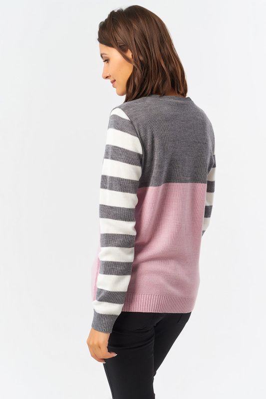 Classic striped knitted sweater in pink