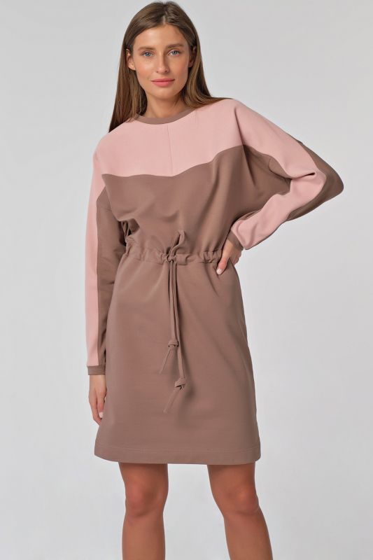 Short dress with waist fouter fleece mocha