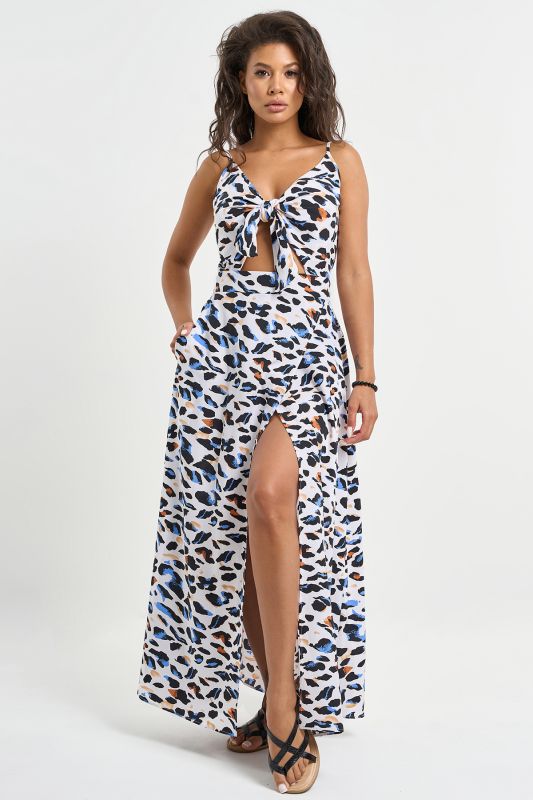 Summer sarafan with animal print Тwhite leopardУ