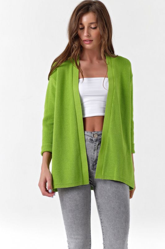 Summer loose cotton knitted cardigan in lettuce color