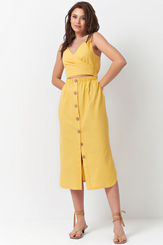 Cotton dress with cut-off waist yellow