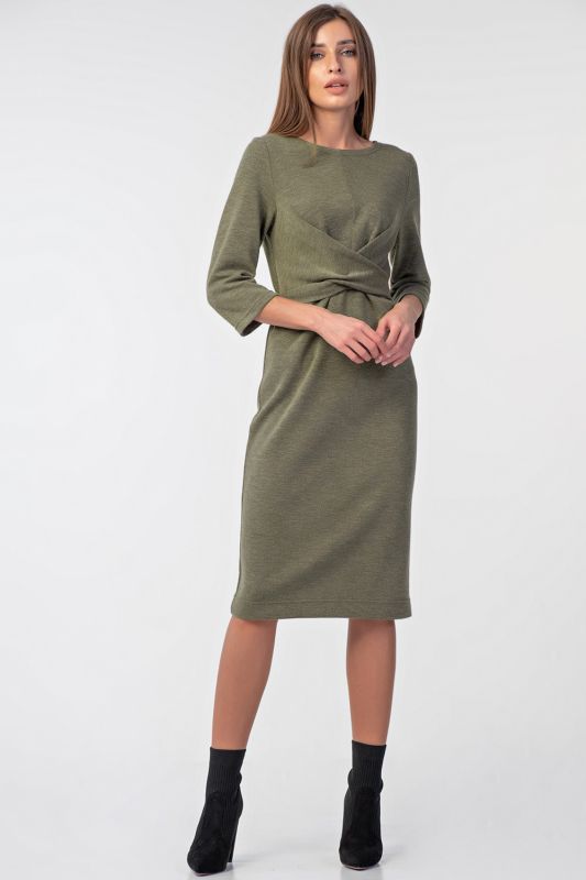 Khaki fitted knitted dress