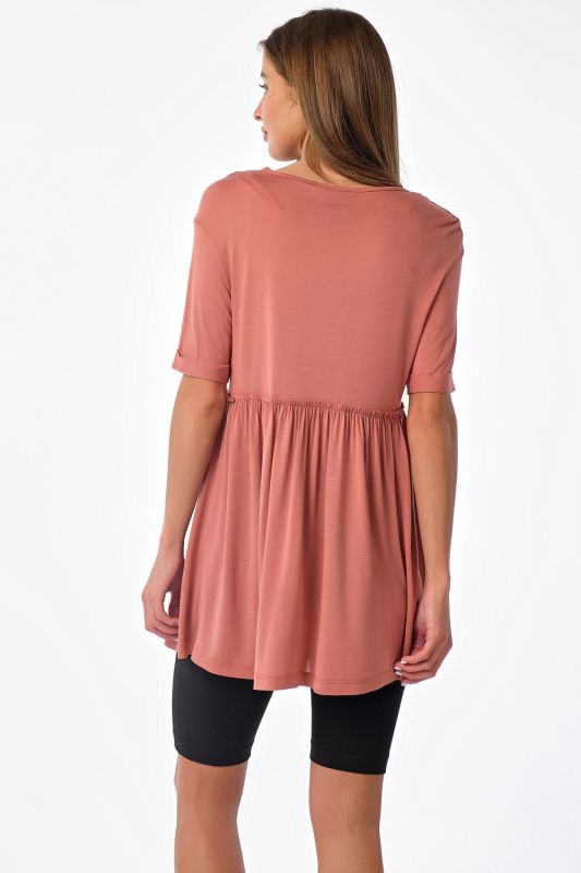 Terracotta viscose long summer T-shirt