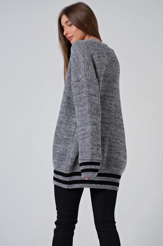 Cardigan knitted over-size short cardigan without clasp gray melange