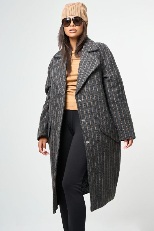 Long wool coat with insulated lining graphite