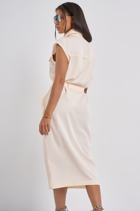 Straight silhouette safari dress, milk color