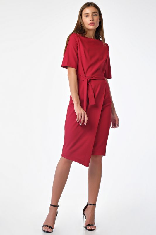 Short Sleeve Asymmetrical Casual Dress Red