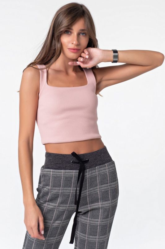 Dusty pink strappy knit crop top