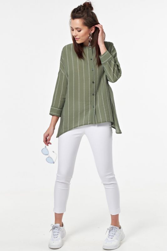 Free striped button down blouse on khaki