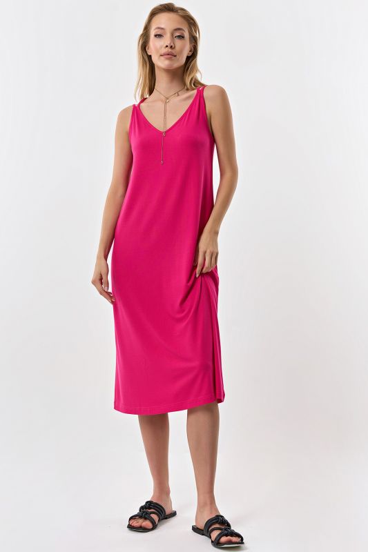 Fuchsia knitted summer midi dress