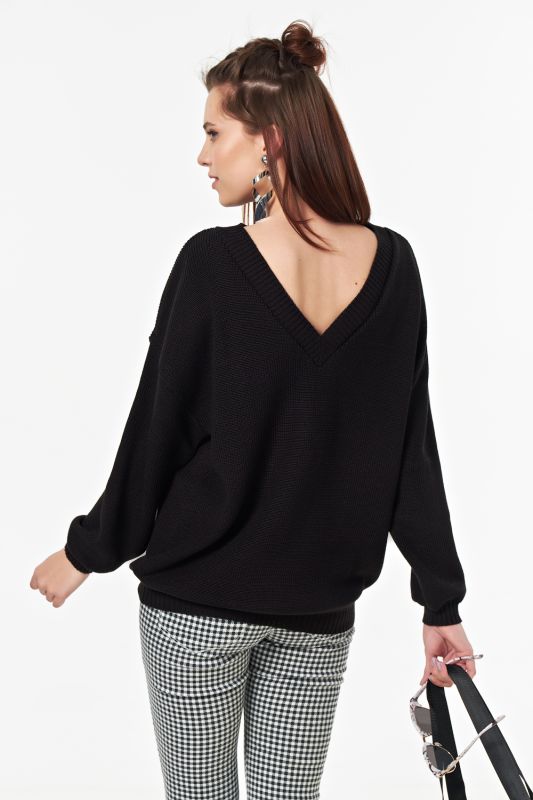 Long sleeve loose warm knitted sweater black