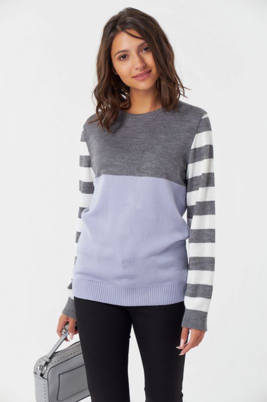 Classic striped knitted sweater lilac