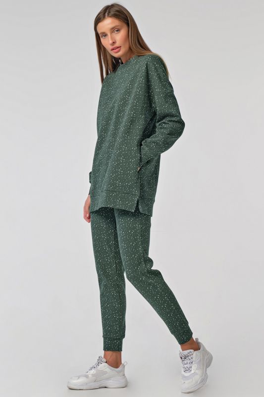 Green speckled jersey casual over-size suit