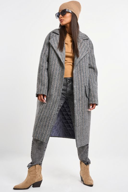 Long coat made of wool with insulated lining gray