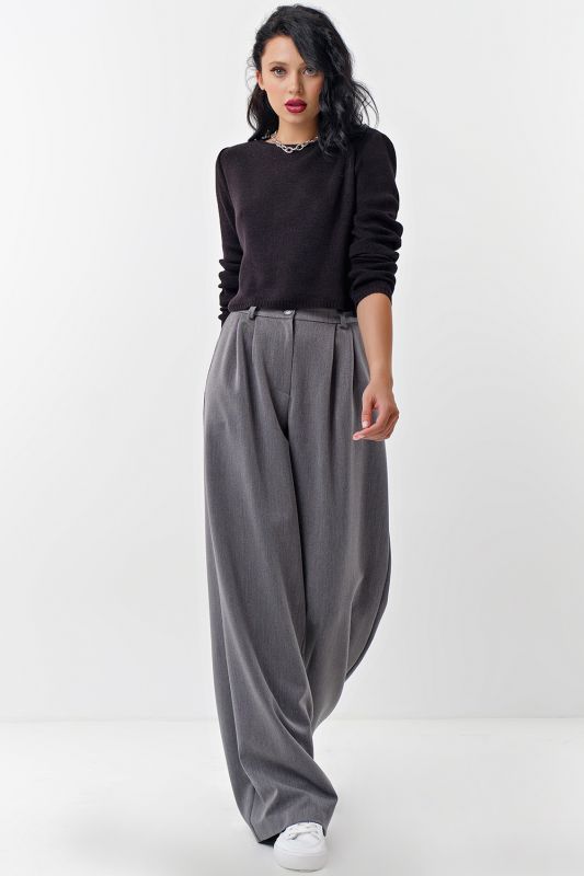 Grey palazzo pants with high waist