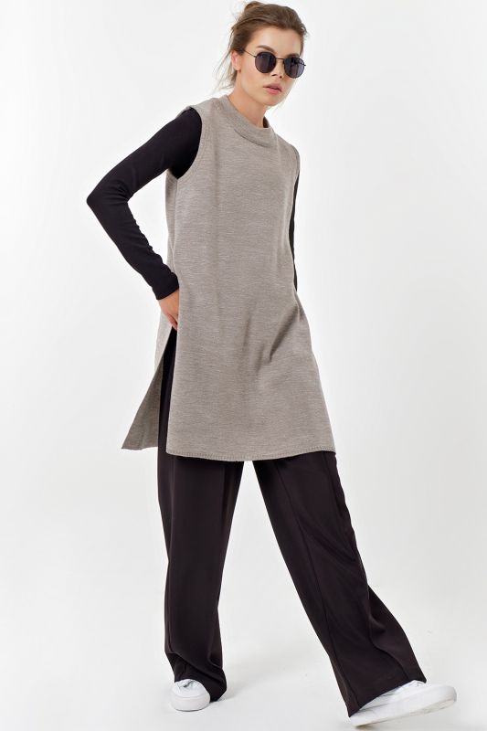 Dress-tunic of free silhouette melange light gray